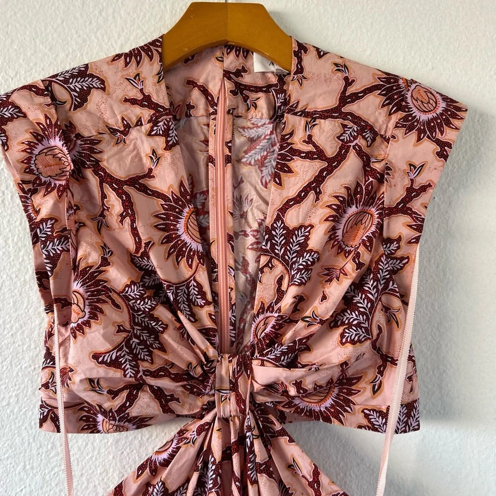 A.L.C Alexandria Pink Floral Printed CutOut Midi Dress Size 4 - Picture 8 of 10